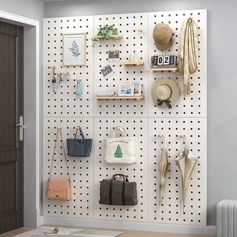 

Solid wood hole board wall mounted shelves without punching, entrance entrance,wall hanging partition storage rack