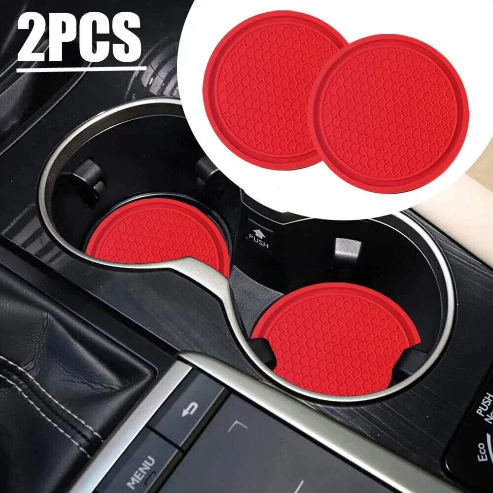 2Pcs Red Silicone Car Cup Holder Anti-Slip Insert Coasters Pads Mats Universal Auto Interior Accessories for Car Home cup holder coasters cup holder inserts cup holder insert