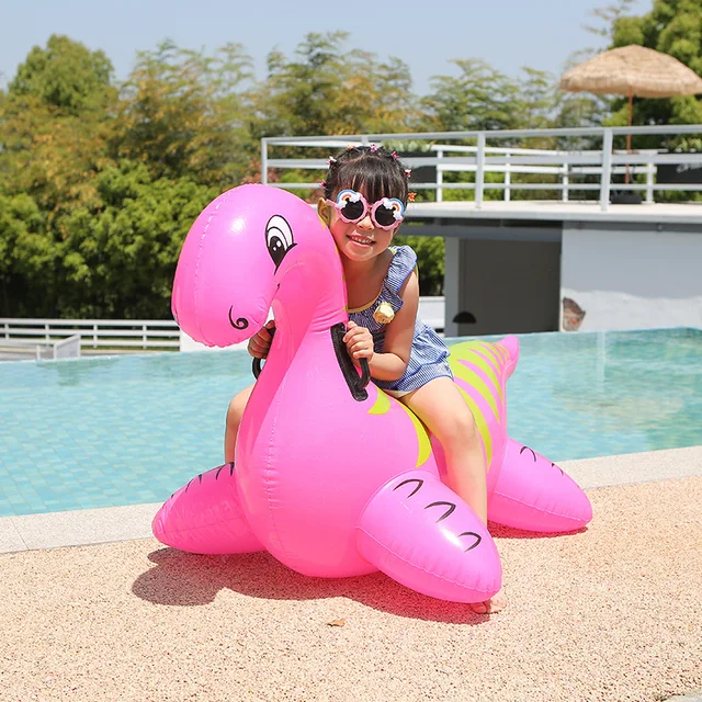Inflatable Water Park Cartoon Children Pink Dinosaur Playing Water Surfing Toys Ride On Toy Pool Rafts Plesiosaurus Animal 3