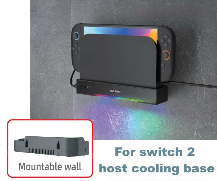 thumbnail image 2 of Aolion For Switch 2 Dock RGB Cooling Fan Portable HUB Expansion Base Wall Mount With NGC For Switch 2 Accessories 2 of 10