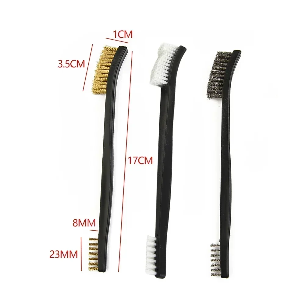 Double Ended Wire Brush Set Steel/copper/Nylon Brush Cleaning Light Scrubbing Multi Purpose Cleaning Car Detail Tool 1PC