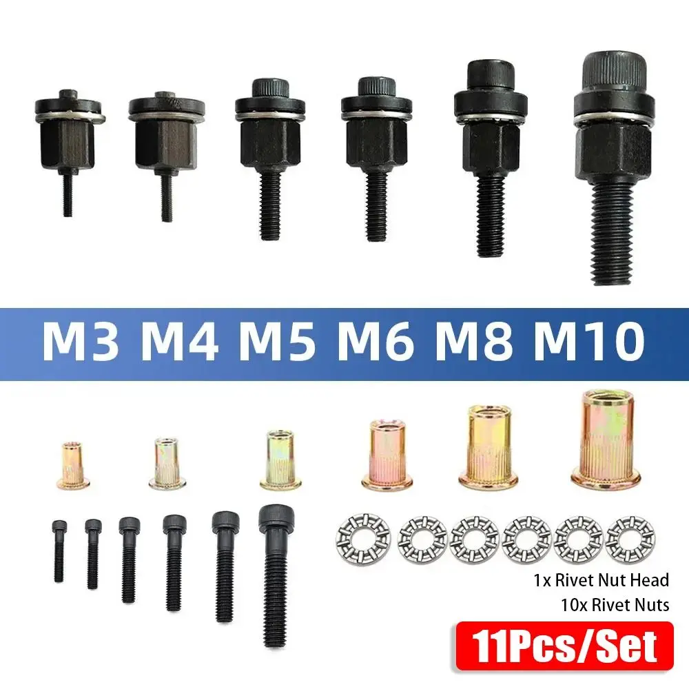 Manual Riveter Tool Mandrel Staple M3 M4 M5 M6 M8 M10 Thread Easy Installation Electric Riveting Adapter with Rivet Nuts