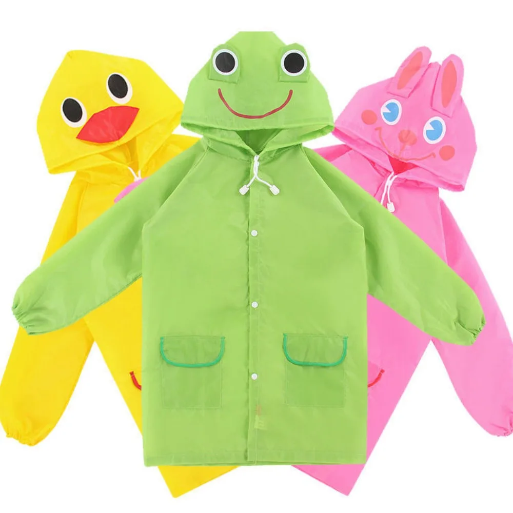 Raincoat Poncho Kids Cartoon Animal Style Solid Color Waterproof Folding Portable Raincoat Rain Children Rainwear Student