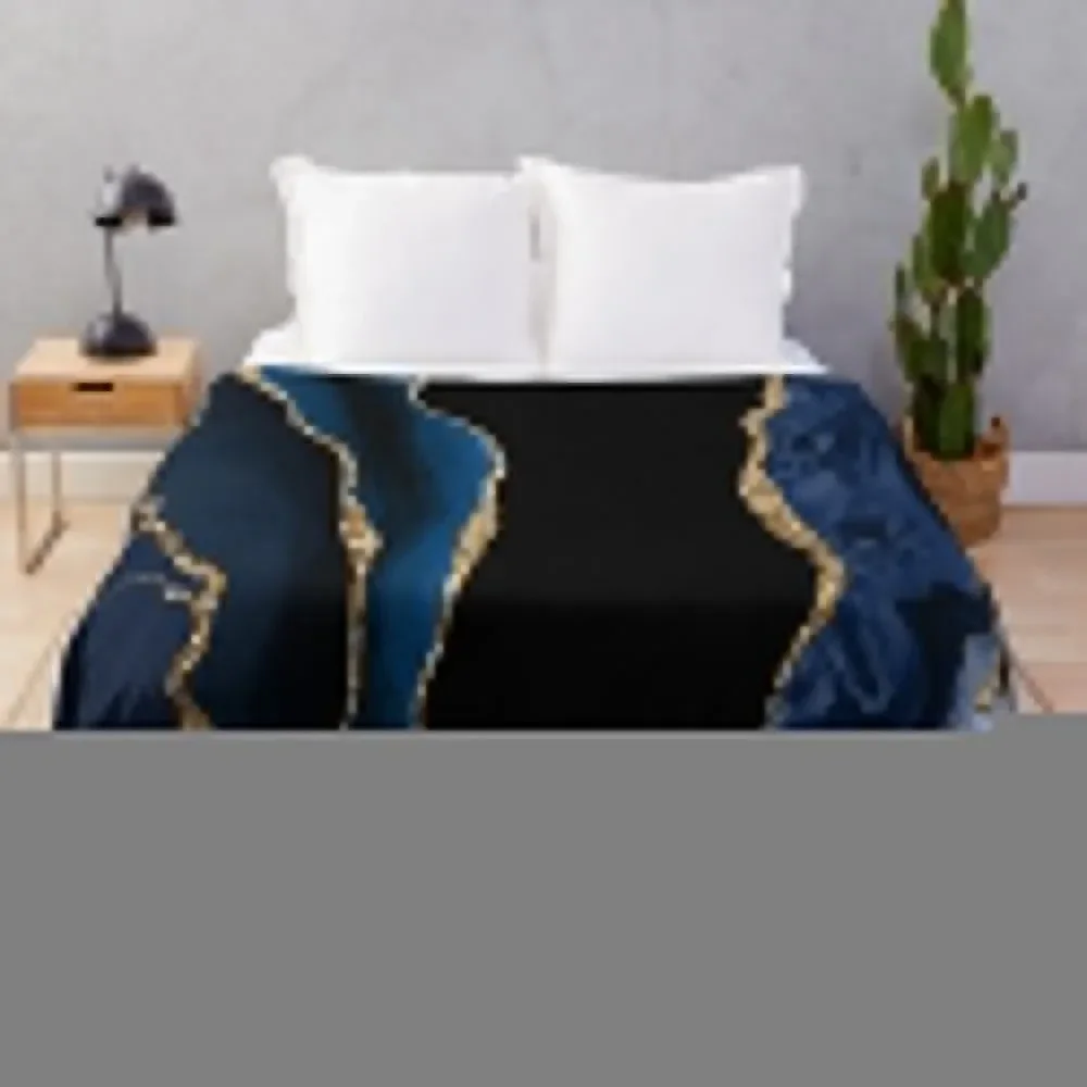 

Abstract Blue and Gold Modern Geode Agate Design Throw Blanket christmas decoration Beach Blankets For Baby halloween Blankets