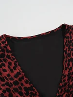 Plus Size 2025 Spring Summer New Women's Sheer Jaguar Printed Double Layers Long Sleeve Dress Polyester Material - Image 4