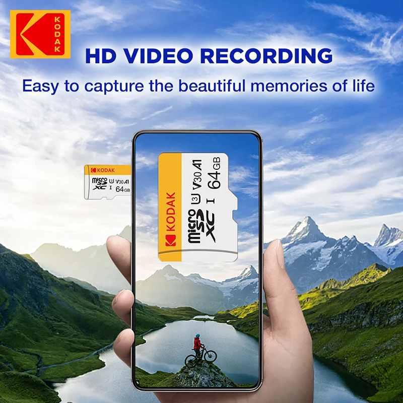 코닥 마이크로 SD 메모리 카드 100MB/s 클래스10 U3 UHS-I 32GB 64GB 128GB TF SD 카드 4K HD 휴대폰/PC용