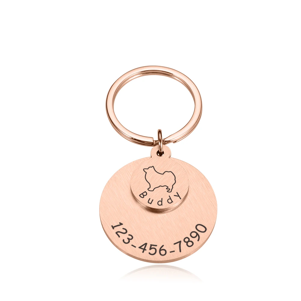 Personalized Pet ID Tags I AM MICRO CHIPPED Anti-lost Engraved Pets ID Name Plate for Cats Puppy Dog Collar Tag Pendant Keyring 
