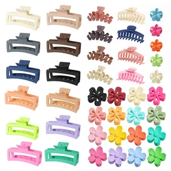 13 CM Super Large Rectangular Frosted Material Fashion Flowers Women Hair Claw Hair Clip Shark Clip Hair Accessories