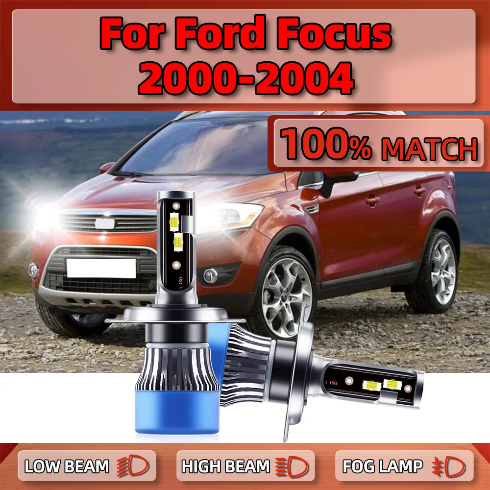 

H4 Canbus LED Headlight Bulbs With Fan 120W 20000LM High Low Beam 12V 6000K White For Ford Focus 2000 2001 2002 2003 2004