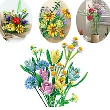 

Holiday Gifts Fashion Home Decoration Building Blocks Bouquet Assembly Intelligence Toys Children Diy Small Particles Brick Girl