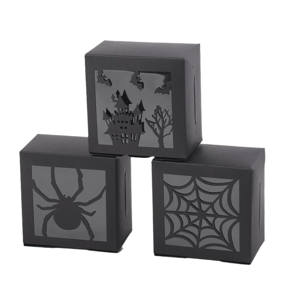 6Pcs Halloween Gift Boxes Paper Cartoon Pumpkin Ghost Bat Candy Cookie Boxes Kids Gift Packing Box Supplies Halloween Decoration