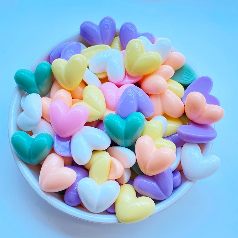 

20Pcs New Cute 15*18mm Colorful Heart Shape Flat Back Resin Cabochons Scrapbooking DIY Jewelry Craft Decoration Accessorie