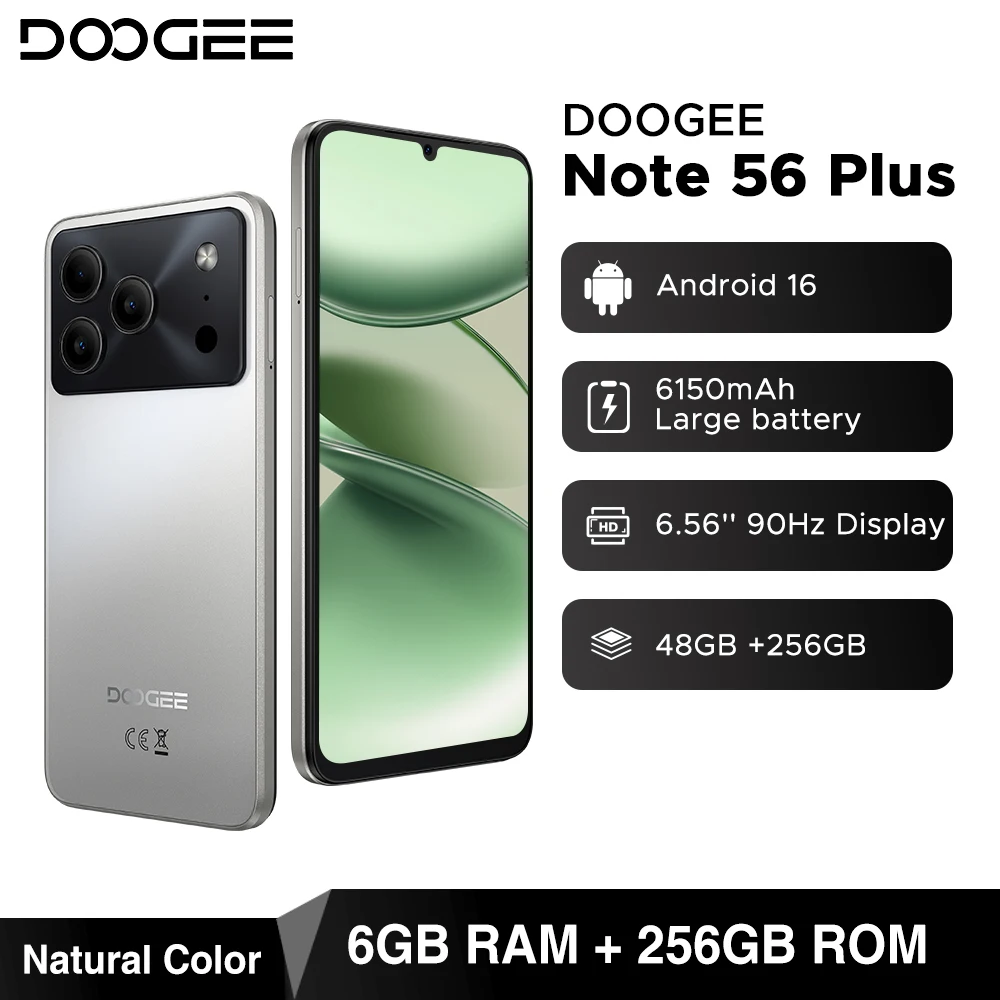 グローバル版 DOOGEE Note56 Plus Android 16 スマートフォン 48GB+