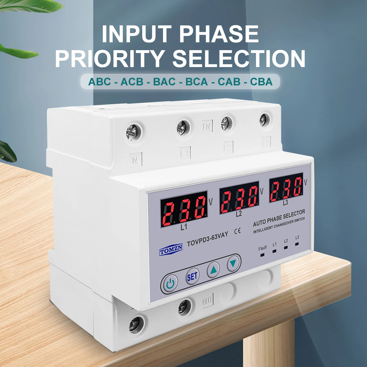 Relais de Tension triphasé 3P + N voltmètre ampèremètre sur et sous Tension  Moniteur Relais Protecteur Ajuster Courant surtension Rail din (Size : 63A  with N 3X230V) : : Commerce, Industrie et Science