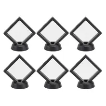 

6pcs/set Transparent PE Film Display Box Floating Picture Frame Shadow Box Jewelry Display Stand Ring Pendant Presentation Case