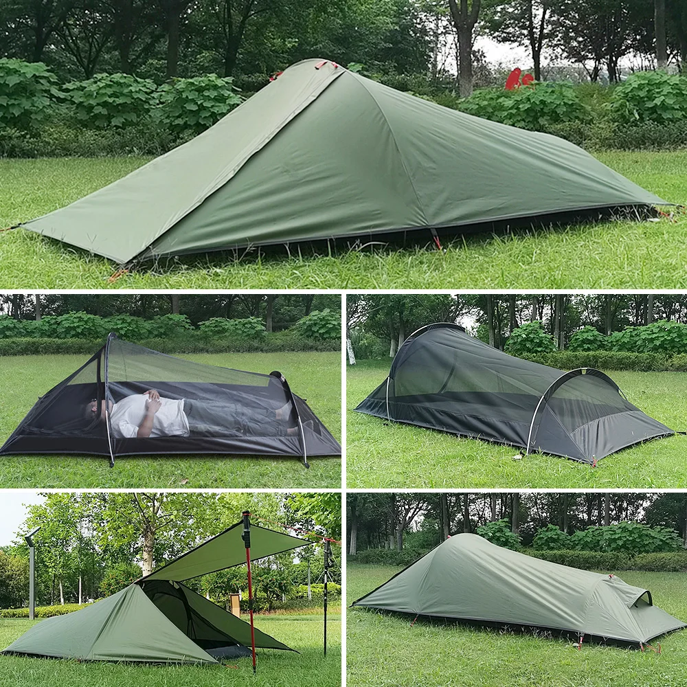 Ultralight Outdoor Camping Tent 1 Person Water Resistant Aviation Aluminum Support Portable Sleeping Bag Camping Tent