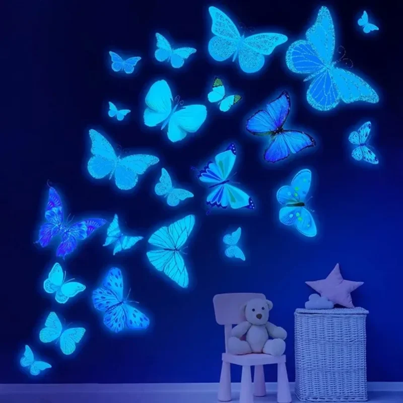 Glow in The Dark Butterfly Wall Stickers Luminous Removable Decals for Kids Room Removable and Reusable Decor Party Decoration