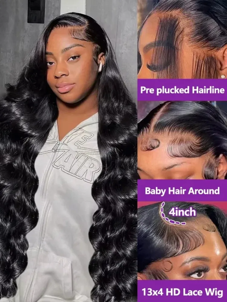 30 40 Inch 13x6 HD Transparent  Lace Frontal Wigs Body Wave Human Hair 13x4 Lace Front Wig 5x5 Glueless Closure Wigs For Women