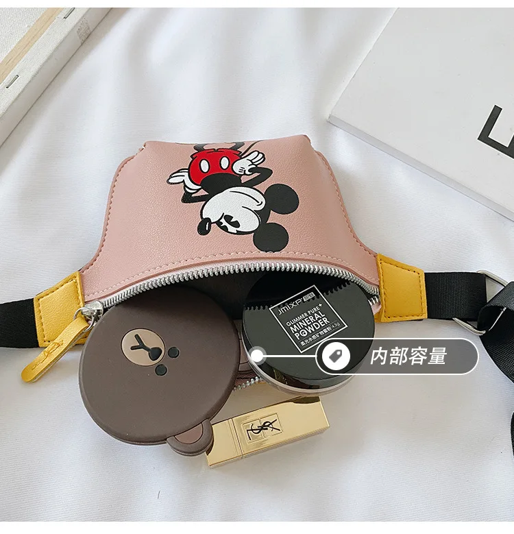 Disney pu cartoon girl boy messenger bag minnie mickey mouse shoulder bag fashion handbag coin