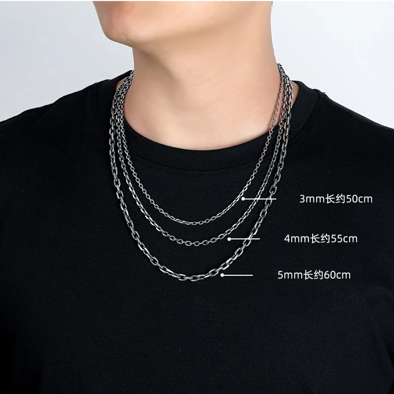 Necklace Pendant Real 925 Sterling Silver Men Women 5mm 4mm