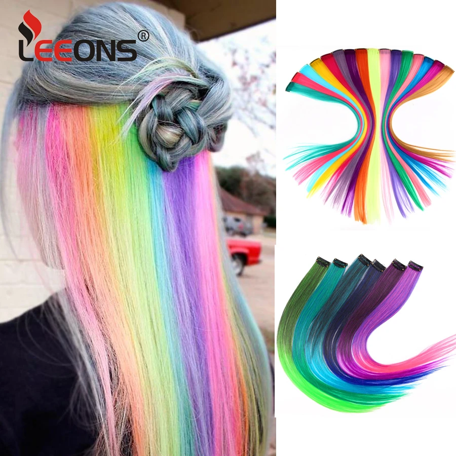 Ombre Clip In One Synthetic Hair Extensions Colored Clip In Hair 20 Inch  Rainbow Heat Resistant Straight For Women Girls Kids - Synthetic Clip-in One  Piece(for White) - AliExpress