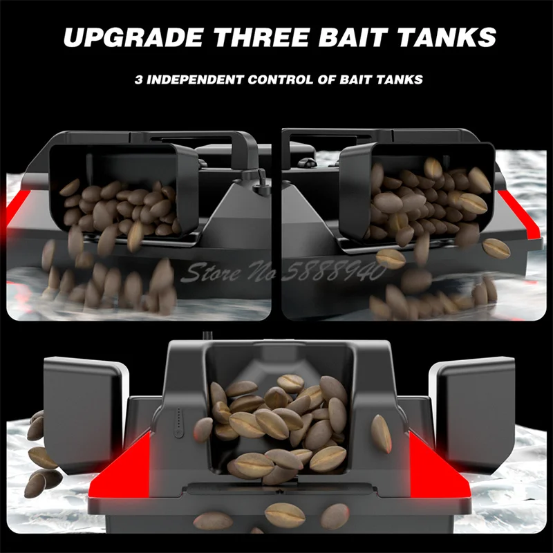 40Point GPS Auto Return Large Remote Control Bait Boat 500M 3 Hopper Fixed Speed Cruise Waterproof High Speed RC Fishing Boat remote control boat
