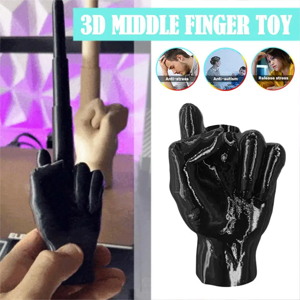 

3D Gravity Middle Finger Stretchable Decompression Finger 3D Creative Gravity Sword Printing Retractable Middle Toy Gifts A5L6