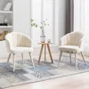 Velvet Dining Chairs Set of 4 Modern Living Room Chairs with Petal Back & Wood Legs Comfy Upholstered Side Chair for Dining Room 2