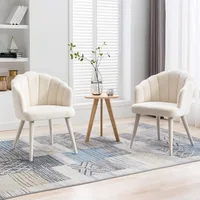 Velvet Dining Chairs Set of 4 Modern Living Room Chairs with Petal Back & Wood Legs Comfy Upholstered Side Chair for Dining Room 2