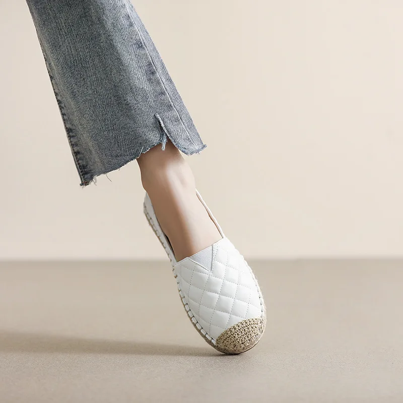 Women White Casual Shoes Summer Round Head Slip-on Flats Soft Sole Cover Heel Zapatos Mujer