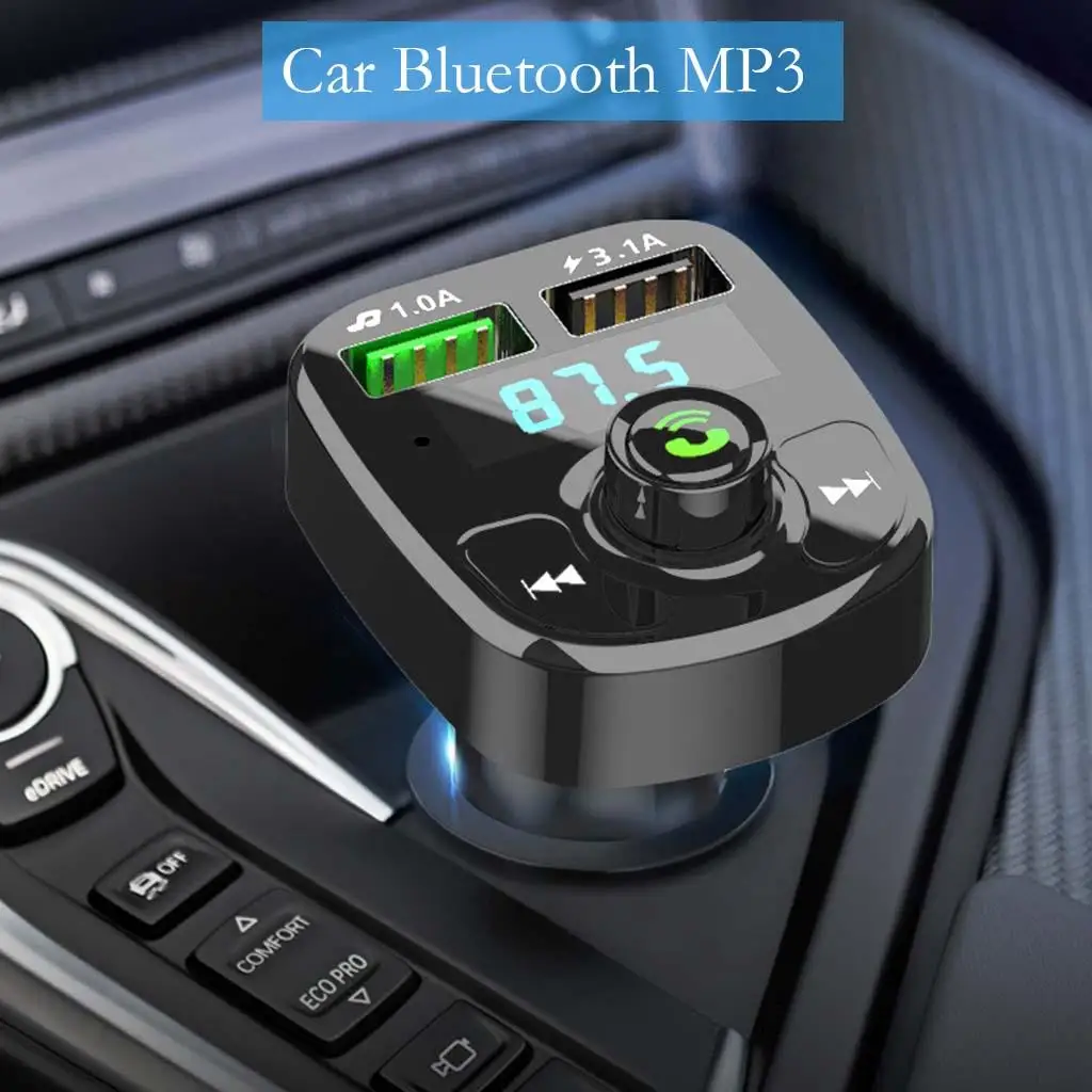 Автомобильный FM-передатчик Bluetooth с 2 USB-портами музыкальный mp3-плеер гарнитура для
