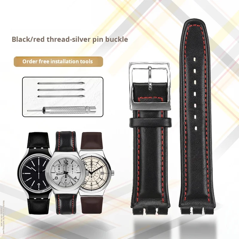 Genuine Leather Watch Strap with Metal Buckle - 17mm/19mm High-Quality Band