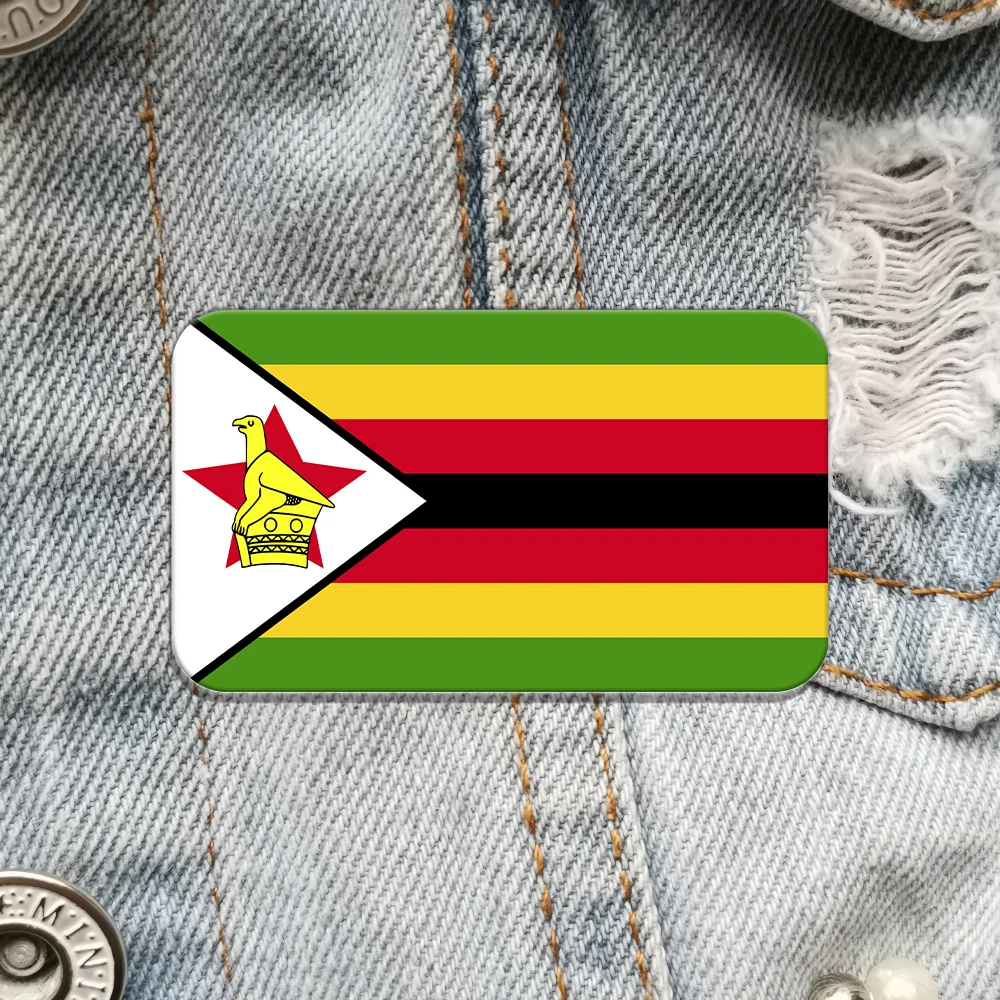 10Pcs zimbabwe Flag Brooch Vintage Lapel Pins For Backpacks Hat Clothes Patriotic Trinket Acrylic Jewelry Badges