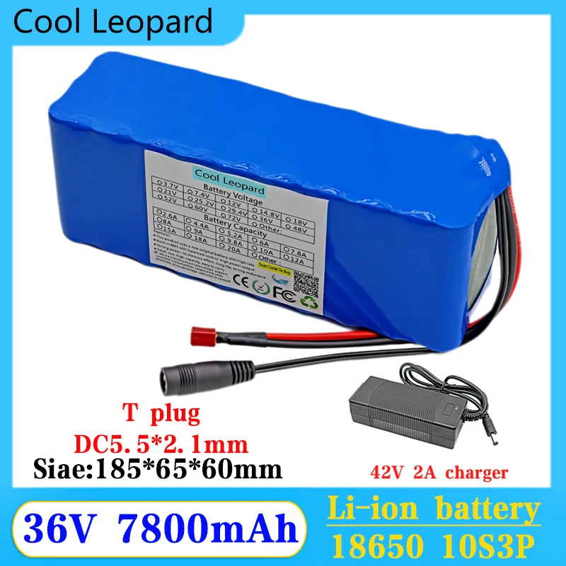 

10S3P 36V 18650 Rechargeable Lithium Battery Pack 7.8A Built-In BMS XT60 Is Suitable For Refitting Scooter Electric Vehicles.