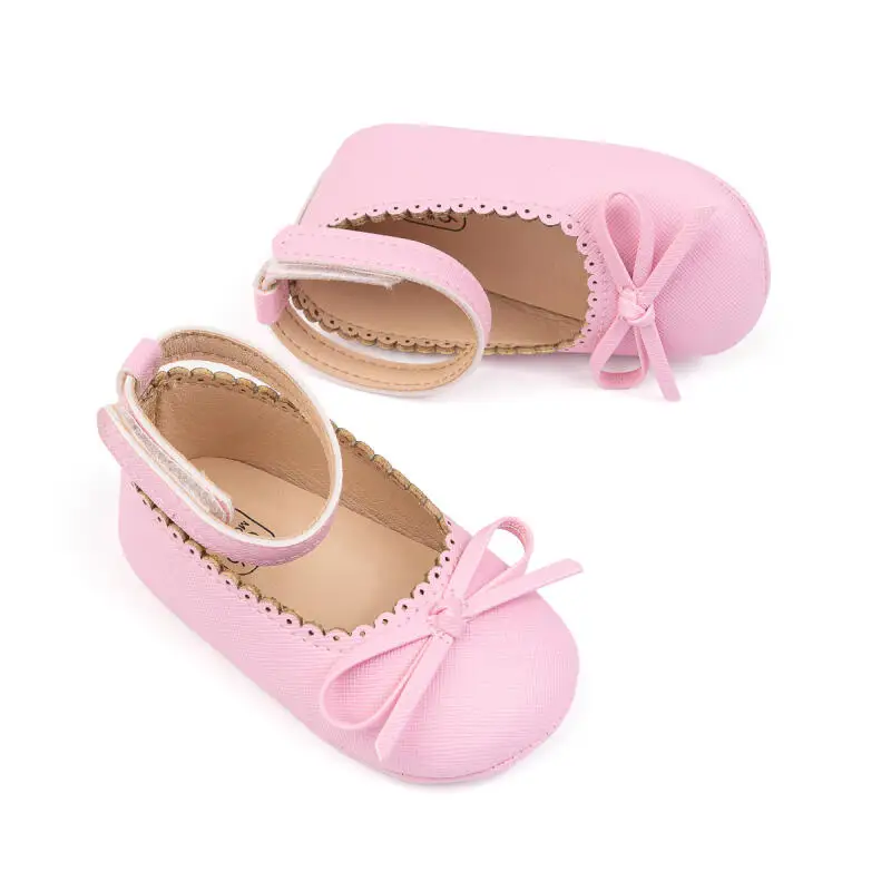 Baby Shoes Girls' Soft-soled Leather Bowknot Party Princess Shoes Light Flat First Walkers Breathable and Anti-slip