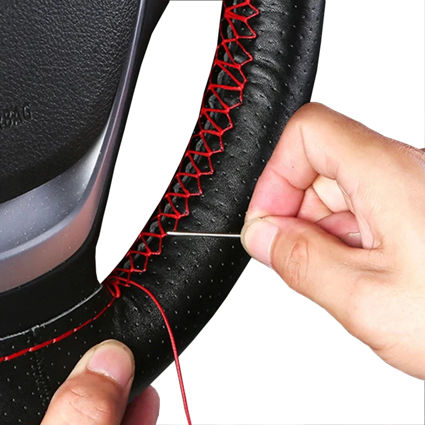 Braid On Car Steering Wheel 38cm Texture Soft PU Artificial Leather Car Covers steering wheel cover