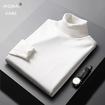 Nuovo arrivo autunnale maglione dolcevita casual uomo pullover a maniche lunghe tinta unita 1