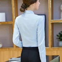 Femmes élégantes chemises femme chemise blanche à manches longues Blouse bureau dame affaires rose chemises bouton solide femmes travail Blouses hauts 3