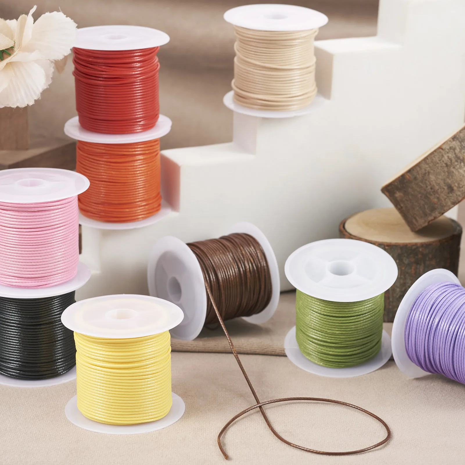 10 Rolls About 10m/roll Waxed Polyester Cord 1mm Round Jewelry Cord for Braid Beading Bracelet Necklace DIY Findings