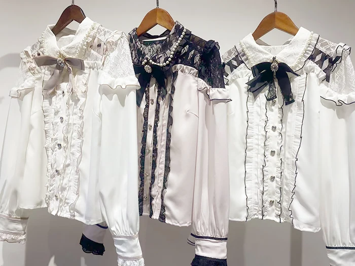 Japanese Liz Mine Mass-Produced Sweet Pearl Bow Long Sleeve