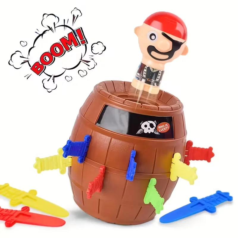 Interactive Pop-Up Pirate Barrel Game - Family Fun & Stress Relief Toy