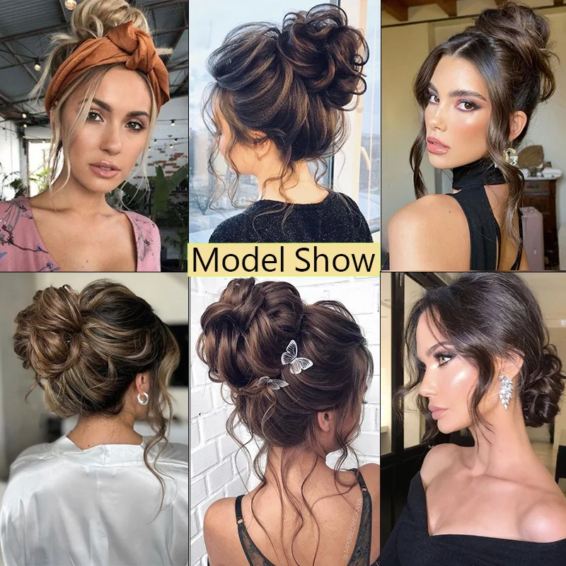 LUPU Synthetic Claw Clip Messy Bun Hair Piece Wavy Curly Hair Bun Extensions Clip In Claw Chignon Ponytail Updo For Women Girls
