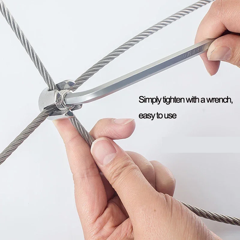 10pcs Steel Wire Rope Cross Buckle Clamps Cable Fixed Lock 304 Stainless Steel Material Nut & Bolt Sets Size M2 to M8
