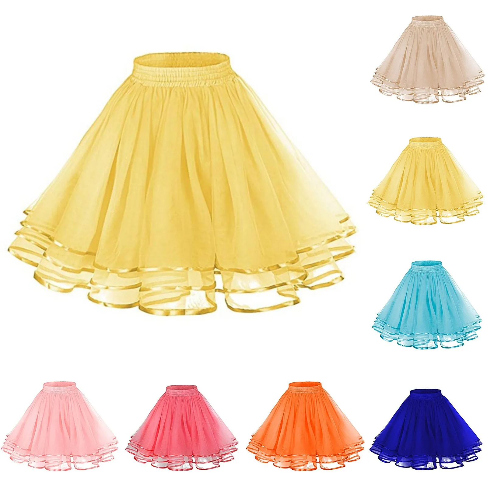 

Vintage Tulle Skirt Women A Line Stretchy Mini Flared Casual Skirt Elegant Short Tutu Ballet Mesh Petticoat Mini Skater Skirt