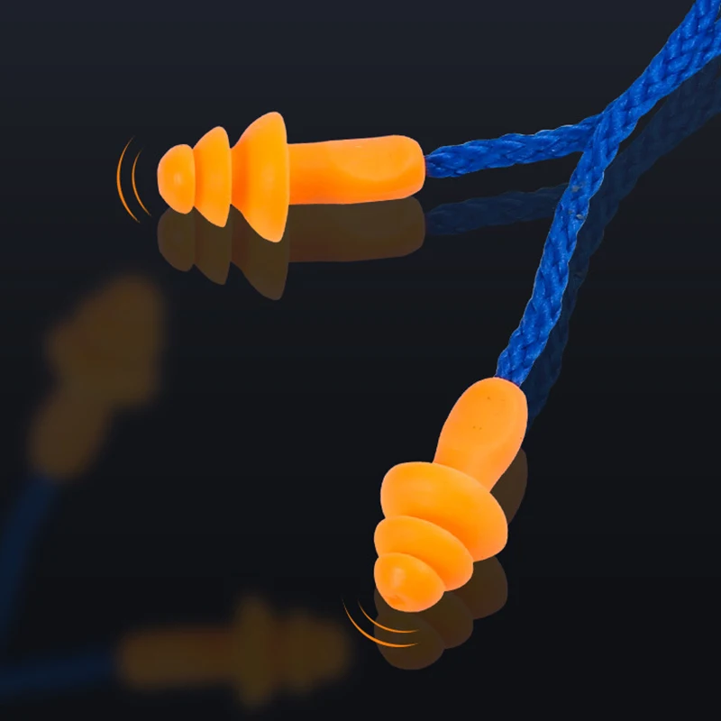Premium Silicone Corded Noise Cancelling Earplugs - Reusable Ears Protector Set
