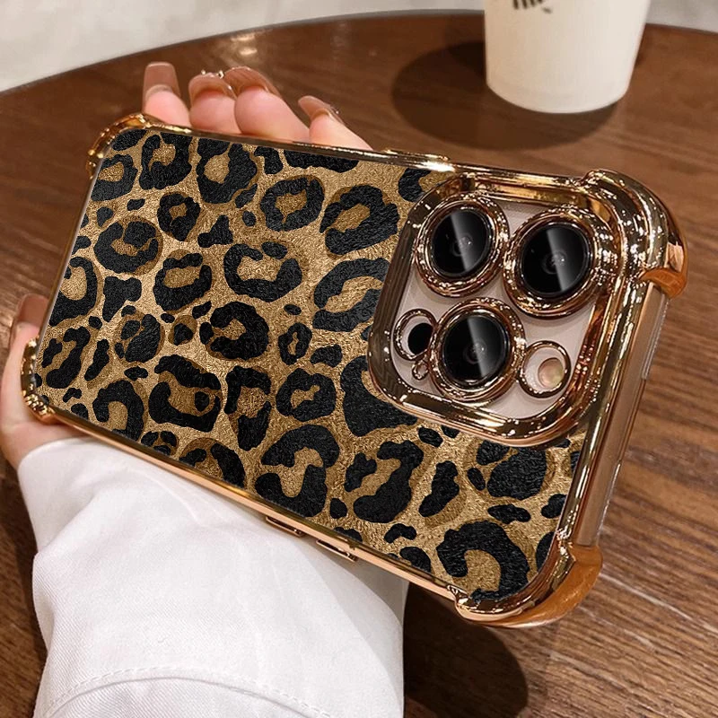 Retro Leopard Print Transparent Phone Case