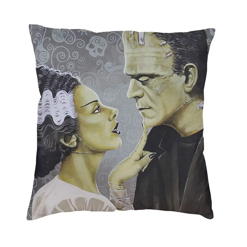 

Flirtationship Bride Of Frankenstein Cushion Covers 45x45cm Velvet Horror Film Throw Pillow Case for Sofa Pillowcase Decoration