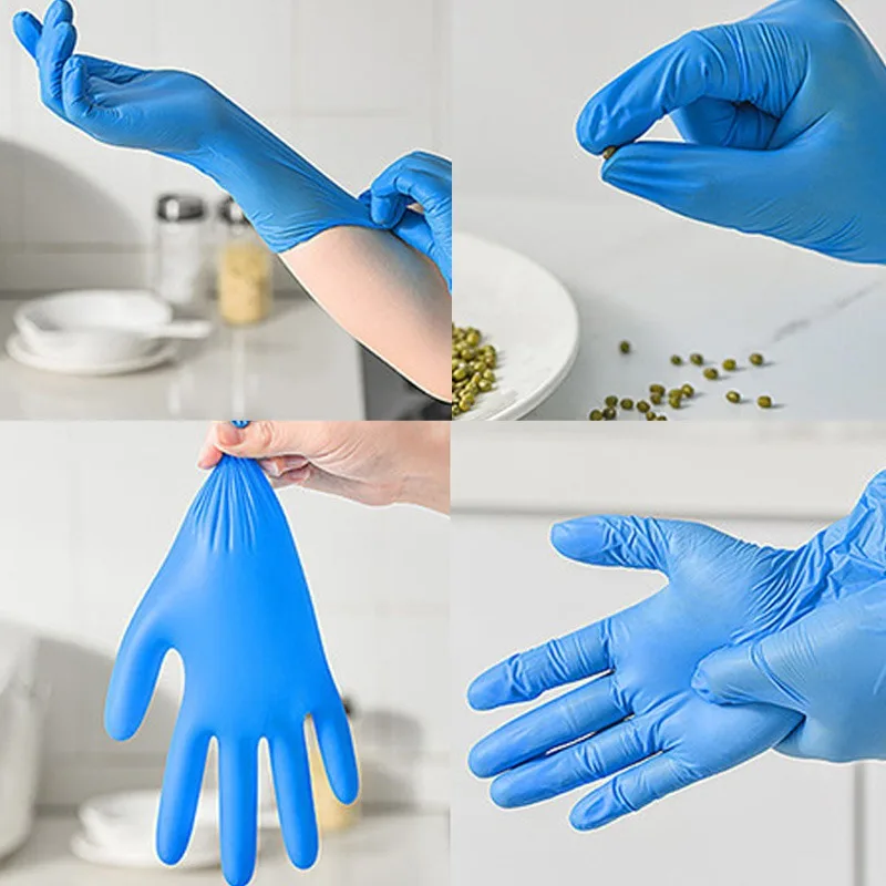 50/100PCS Blue Nitrile Gloves Disposable Waterproof Durable Nitrile Gloves Tattoos Nails Pets Bathing Home Cleaning Tools 6