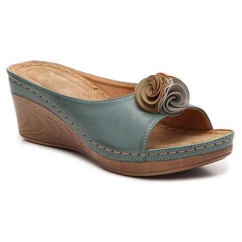 Women New Flower Sandals 2023 Wedge Heels Summer Shoes Women Outdoor Slippers Female Soft Bottom Heeled Sandals Summer Footwear