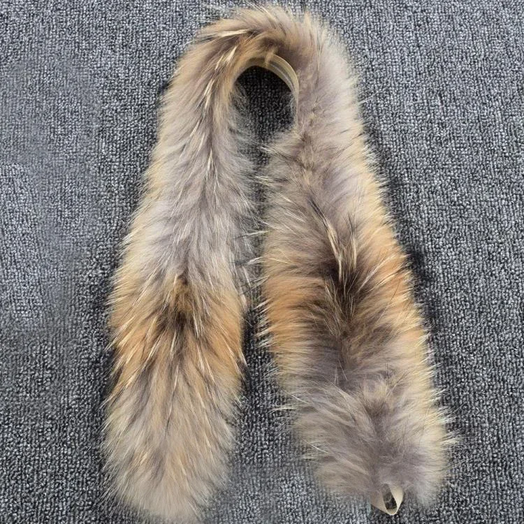 Real Raccoon Fur Collar For Children Parkas Coats Natural fur Girl Boy Kids Winter Scarves Genuine 50cm 60cm ZH03 Qearlstar raccoon fur scarf